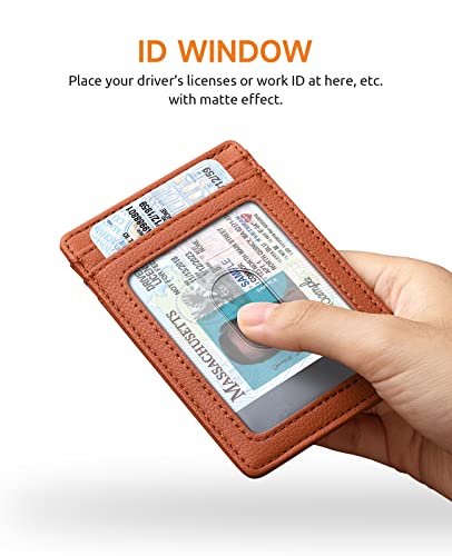 Buffway Mens Slim Wallet, Minimalist Thin Front Pocket Leather Credit Card Holder with RFID Blocking for Work Travel - Chicago Light Brown - Image 4
