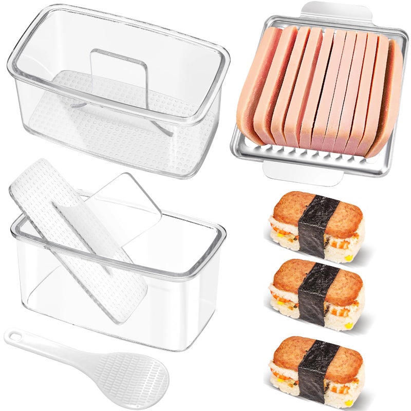 DIMVKA Musubi Press Mold Kit with Slicer for SPAM, 2 Pack Hawaiian Sushi Rice Press Maker for Onigiri (Non-Stick, Easy Clean) - Image 1