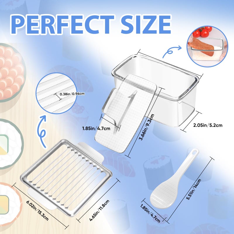 DIMVKA Musubi Press Mold Kit with Slicer for SPAM, 2 Pack Hawaiian Sushi Rice Press Maker for Onigiri (Non-Stick, Easy Clean) - Image 5