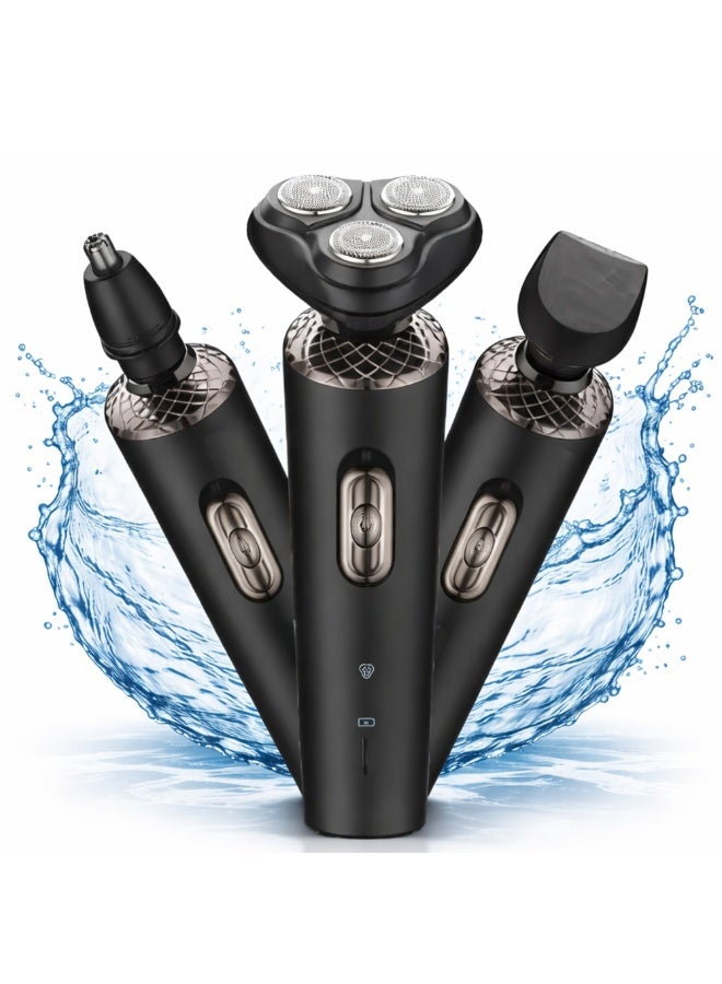 أونيكس ماكينة حلاقة قابلة لإعادة الشحن للرجال، طقم عناية 3 في 1، ماكينة حلاقة عائمة، أداة تشذيب الجوانب، أداة إزالة شعر الأنف، طقم حلاقة لاسلكي للرجال قابل لإعادة الشحن من النوع C - Image 1