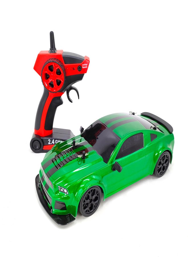 Remote Control Car, 1:14 2.4GHz 20km/h Four-Wheel Drive High-Speed Remote Control Drift Racing Car with Cool Lights 2 Battery - Image 2