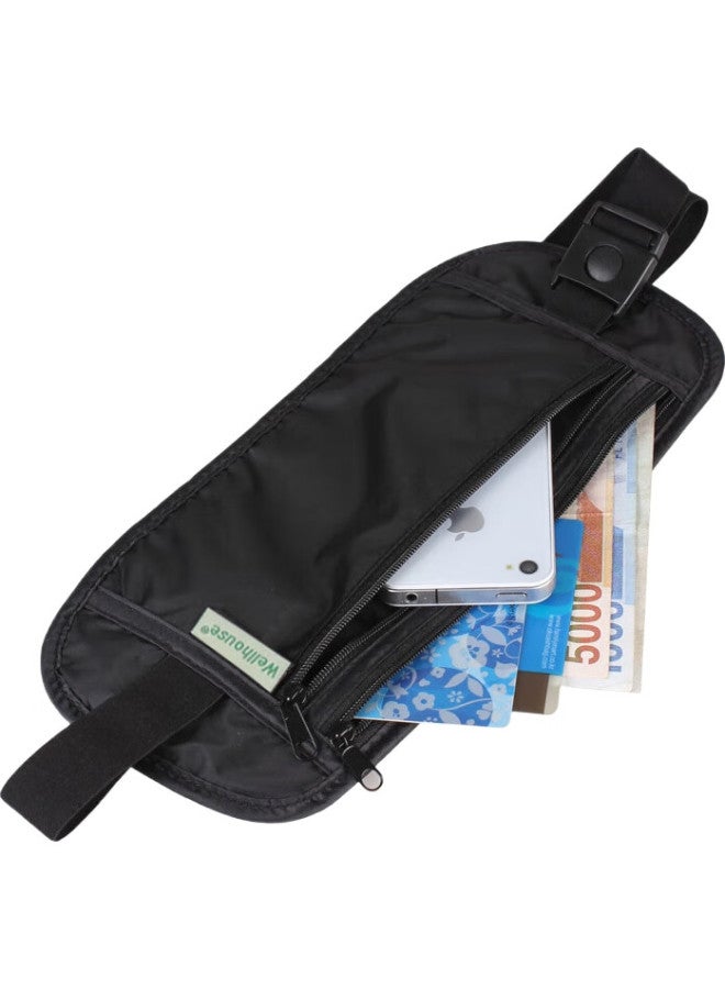 Wellhouse Waist Pack, Unisex Travel Anti-Theft Document Holder, Portable Bill And Phone Organizer, Black L Size - Image 1