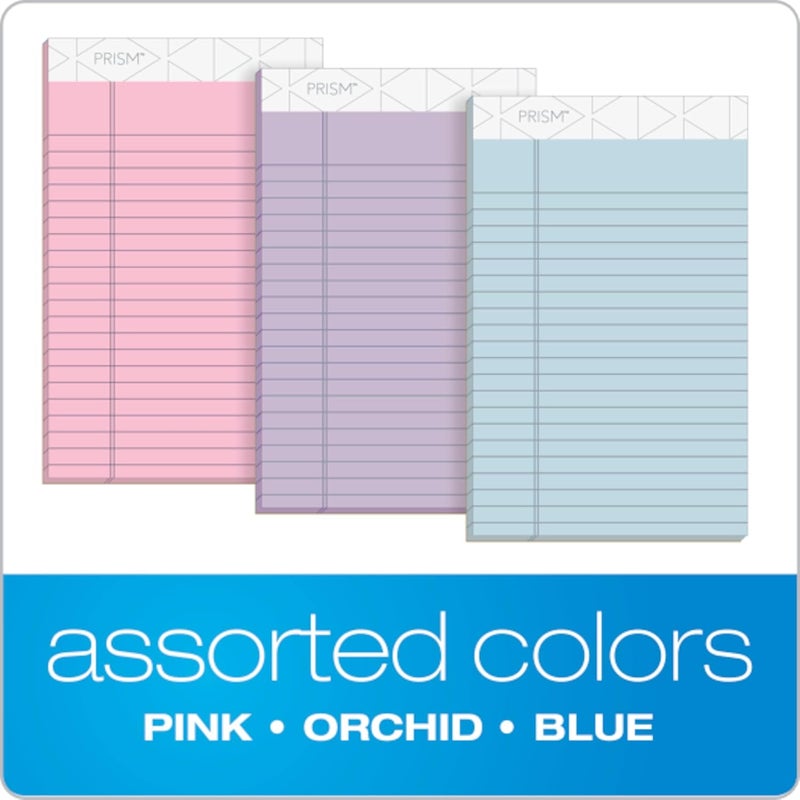 TOPS Prism 5 x 8 Legal Pads, 6 Pack - 2 Pink, 2 Blue, 2 Purple, Narrow Ruled, 50 Sheets Each, Made in USA - Image 2