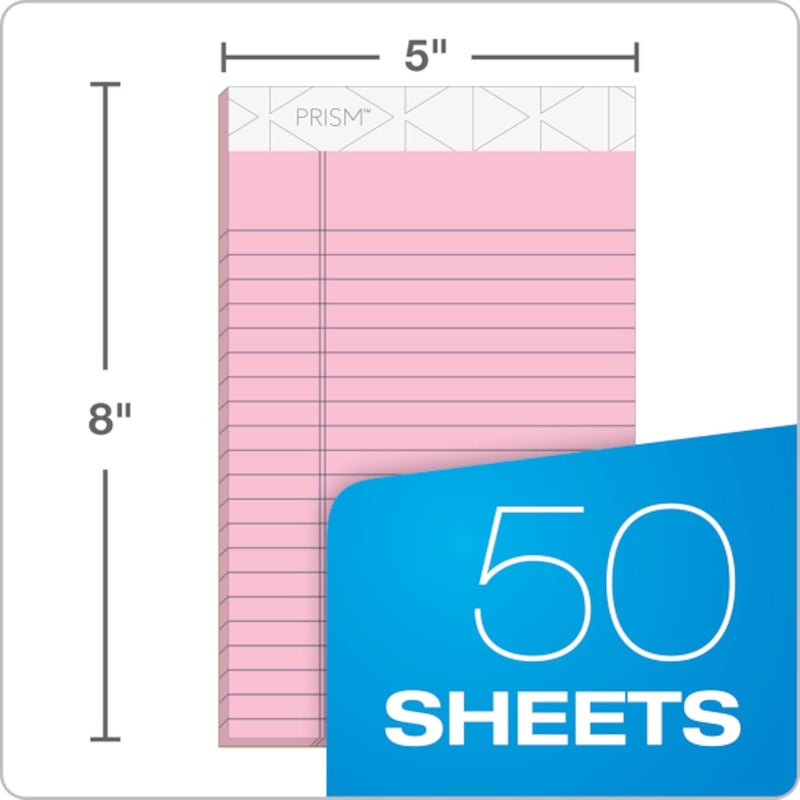 TOPS Prism 5 x 8 Legal Pads, 6 Pack - 2 Pink, 2 Blue, 2 Purple, Narrow Ruled, 50 Sheets Each, Made in USA - Image 3