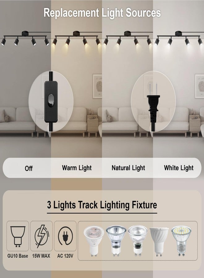 Bricosmocon LED Track Lighting Plug-In Ceiling Track Lighting Fixtures Black Kitchen Lighting Kit with 4 Lights, Plug-In Wall Lamp with 4.5M Power Cord, D Flood Light - Image 3