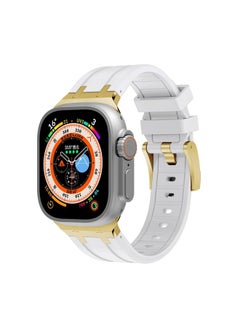 Replacement Strap AP Silicone Watch Band For Apple Watch 7 41mm Gold White