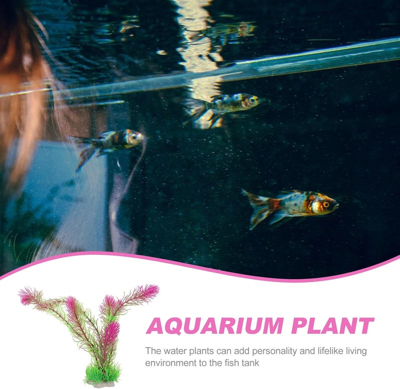 Artificial Aquarium Plants Fish Tank Decoration Large Burgundy Plastic Water Grass for Aquarium Landscaping Sturdy Fish Tank Plant Decor for Freshwater - Image 3