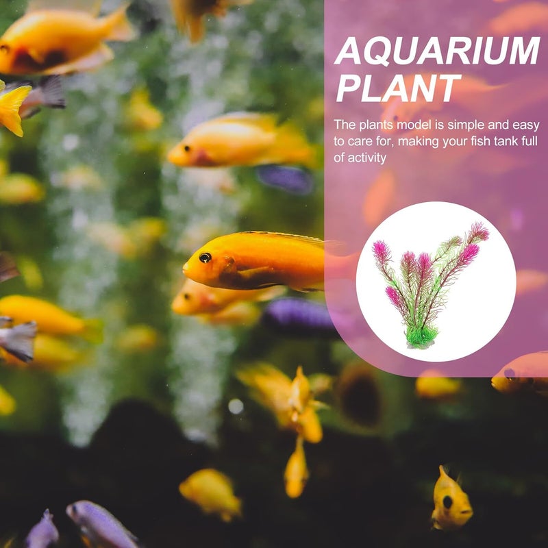 Artificial Aquarium Plants Fish Tank Decoration Large Burgundy Plastic Water Grass for Aquarium Landscaping Sturdy Fish Tank Plant Decor for Freshwater - Image 4