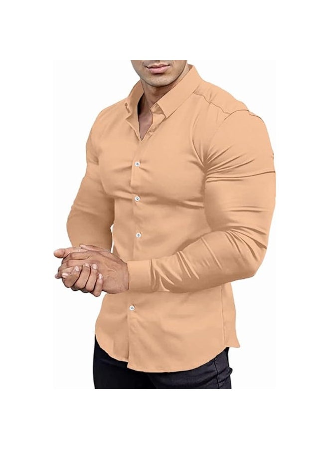 NIBEMINENT Men's Dress Shirts Long Sleeve Wrinkle Free Stretch Business Casual Wedding Button Down Shirt - Image 1