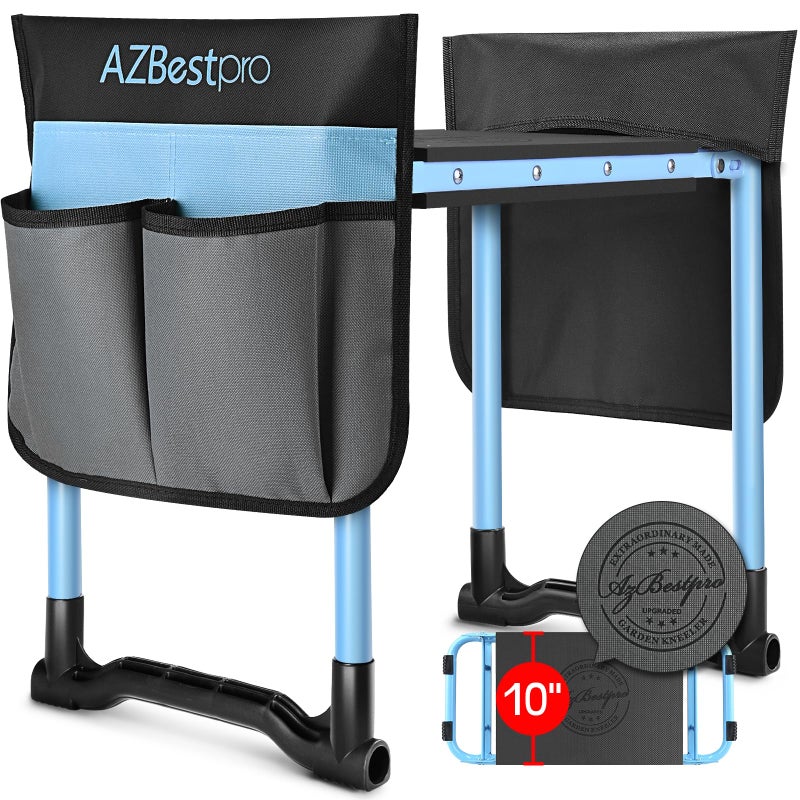 AZBESTPRO Garden Kneeler and Seat, Upgraded Foldable Heavy Duty Gardening Stool - Widened to 10" Stable Wear-Resistant Prevent Knee and Back Pain, Bench High-End 2 Large Tool Bags Gift for Men Women - Image 1