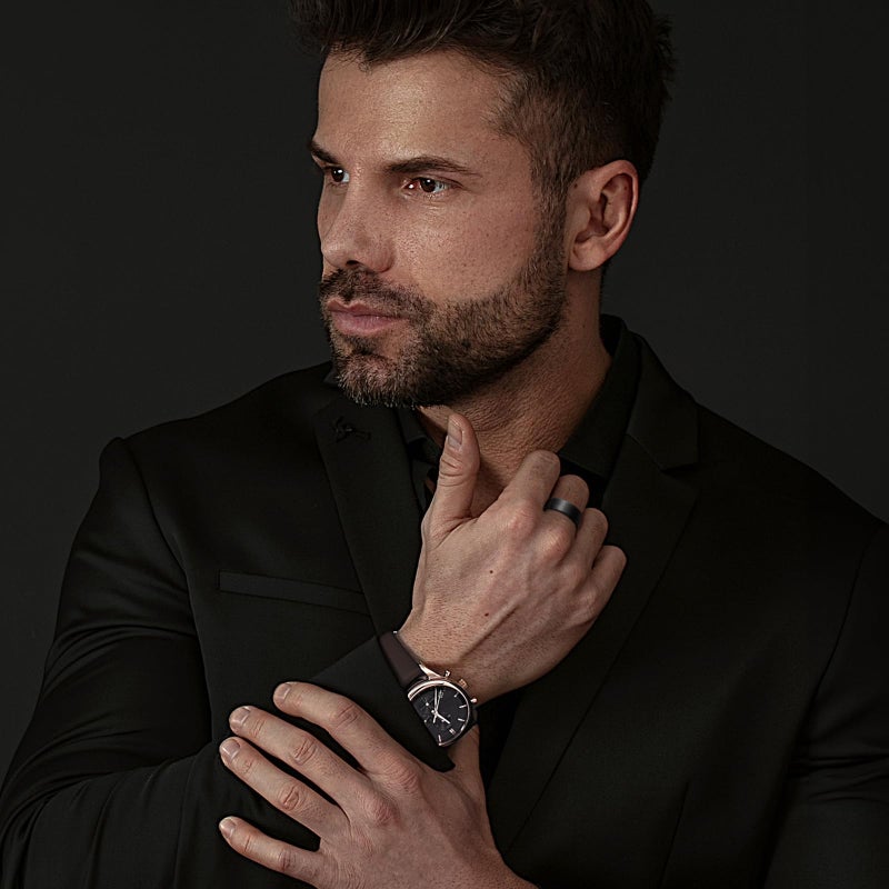 King Will 8mm Men's Black Wedding Ring - Brushed Matte Surface, Beveled Polished Edge, Comfort Fit Size 15.5 - Image 4