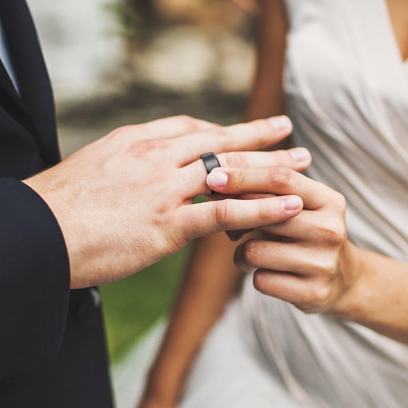 King Will 8mm Men's Black Wedding Ring - Brushed Matte Surface, Beveled Polished Edge, Comfort Fit Size 15.5 - Image 5