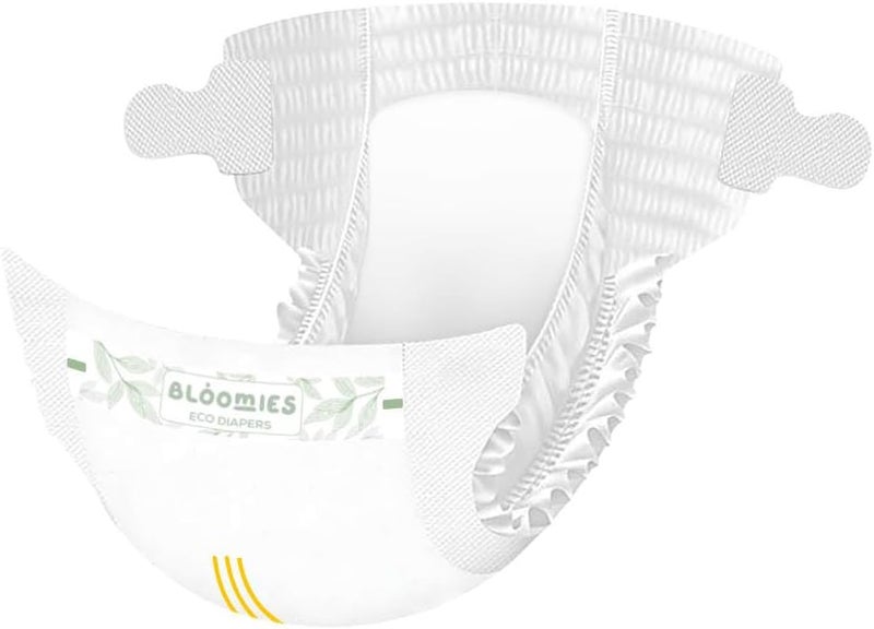 Bloomies Premium Baby Diapers Size 2,3,4, Counts 22,40,66,120, Wetness Indicator Eco-friendly and Hypoallergenic Ultra-soft Nappy Diaper Skin Friendly, Leakage Protection,100% Organic Natural Bamboo - Image 2