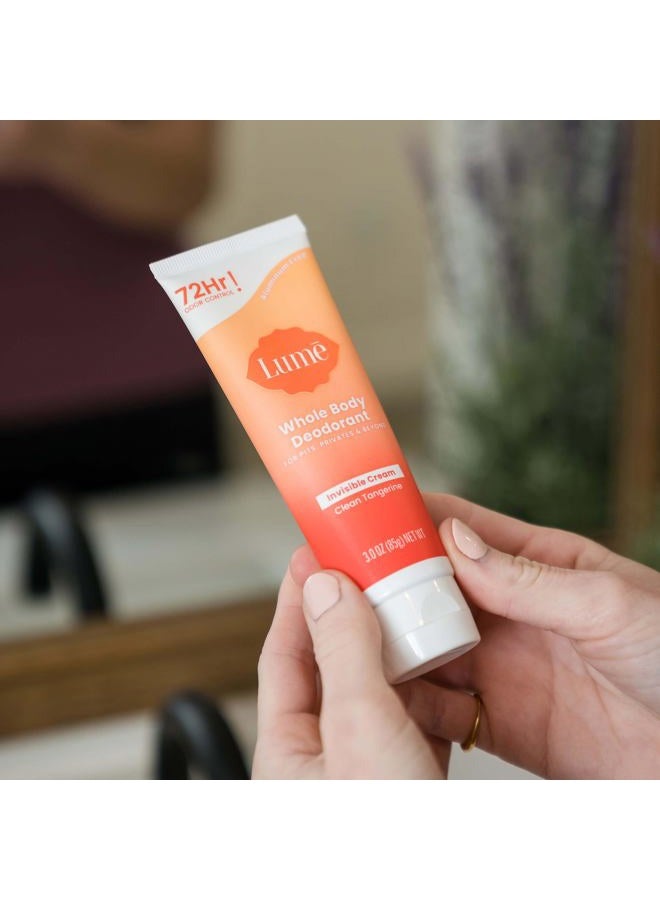 Lume Whole Body Deodorant - Invisible Cream Tube - 72 Hour Odor Control - Aluminum Free, Baking Soda Free, Skin Safe - 3.0 ounce (Clean Tangerine) - Image 4