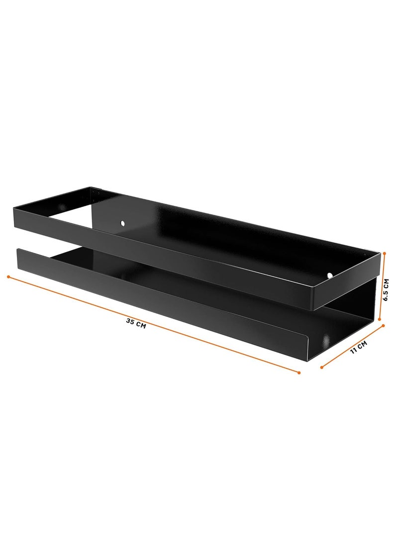 iSTAR iSTAR Metal Multi-Purpose Wall Mount Floating Shelf Wall Mounted Storage Shelves for Kitchen, Bathroom, Bedroom, Office (Small, Black) (Pack of 2)  - Image 3