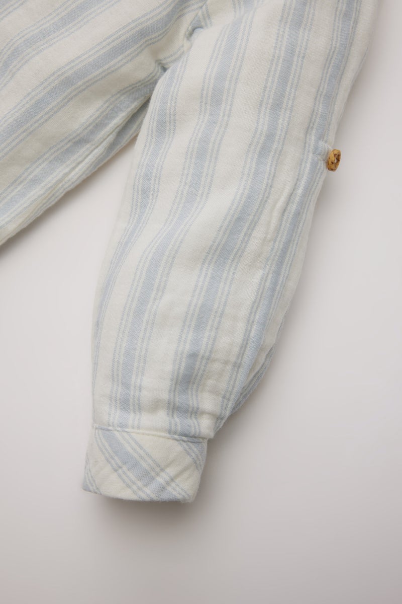 DeFacto Blue BabyBoy Baby Boy Shirt Collar Striped Long Sleeve Shirt Casual - Image 3