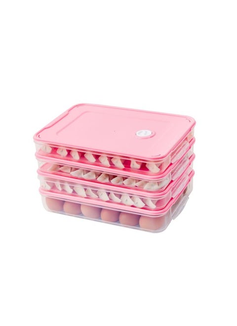 Multifunctional Dumpling Box Quick Freezing Water Dumpling Mixed Box Fridge Freshness Box Home Chicken Egg Dumpling Storage Box-Specifications:Upgraded Thick Pink "32*23*5]-Color:Four Layers And Four Covers
