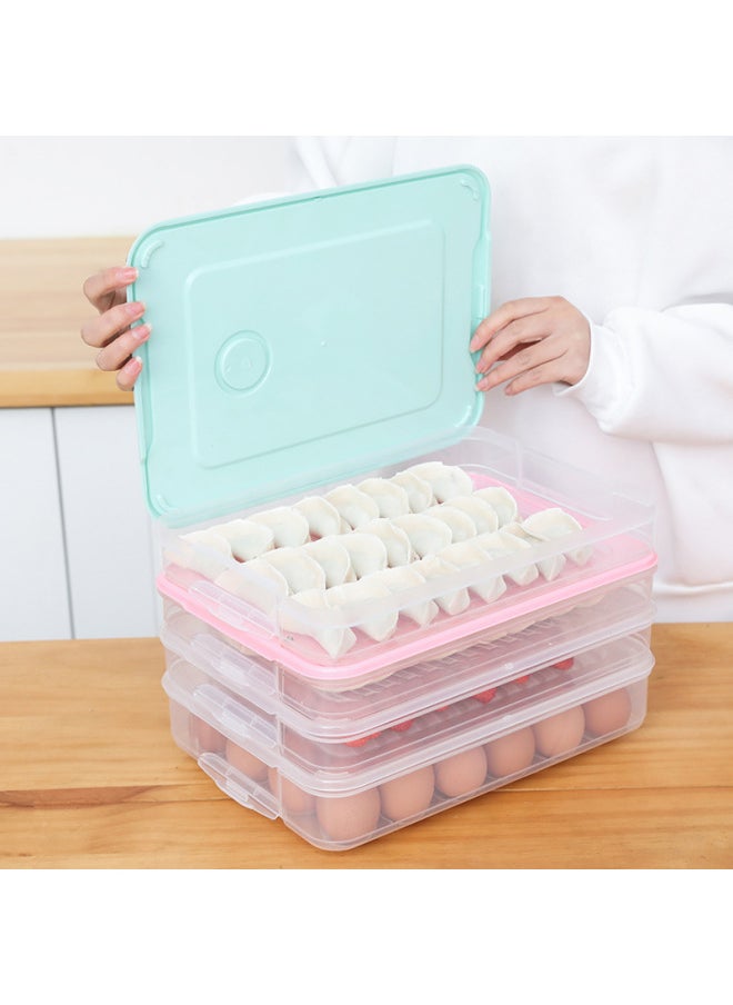 Generic - Multifunctional Dumpling Box Quick Freezing Water Dumpling Mixed Box Fridge Freshness Box Home Chicken Egg Dumpling Storage Box-Specifications:Upgraded Thick Pink "32*23*5]-Color:Four Layers And Four Covers - Image 1