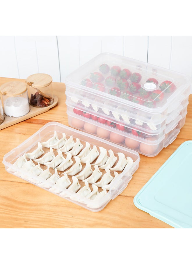 Generic - Multifunctional Dumpling Box Quick Freezing Water Dumpling Mixed Box Fridge Freshness Box Home Chicken Egg Dumpling Storage Box-Specifications:Upgraded Thick Pink "32*23*5]-Color:Four Layers And Four Covers - Image 1