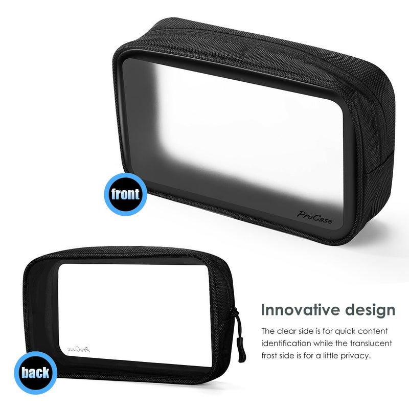 ProCase TSA Approved Travel Toiletry Bag Pouch, Matte Clear Travel Organizer Airport Carry-On Checkpoint Airline Compliant Storage Bag -2 Packs, Black - Image 3