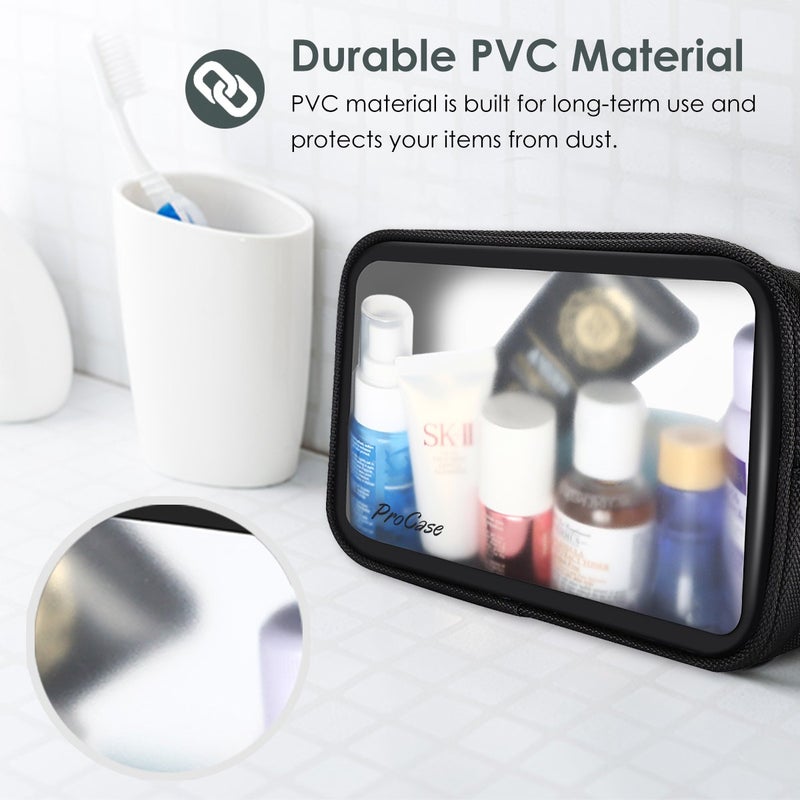 ProCase TSA Approved Travel Toiletry Bag Pouch, Matte Clear Travel Organizer Airport Carry-On Checkpoint Airline Compliant Storage Bag -2 Packs, Black - Image 2