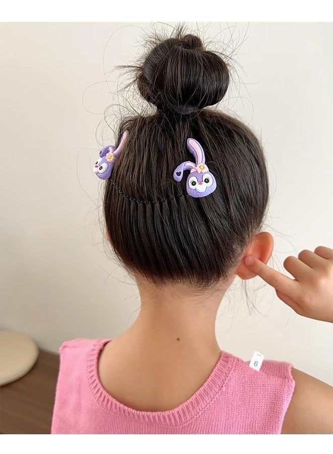 DHANABAPA Kids Cartoon Magic Hair Comb Clips for Girls | Cute Animal Design Stretch Hair Comb | Secure Bun & Ponytail Holder | Soft Grip Hair Accessories for Kids, Girls, 6 Pcs - MultiDesign. - Image 5