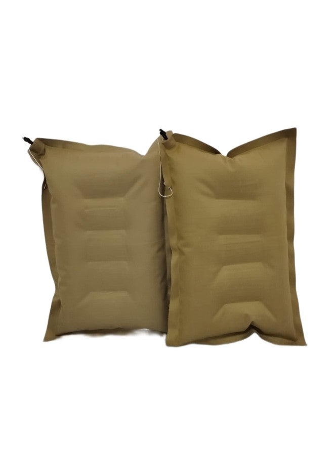 RAV Pack of 2 Soft Fabric Travelling Pillow Cotton air Pillow (Color- Brown). - Image 1