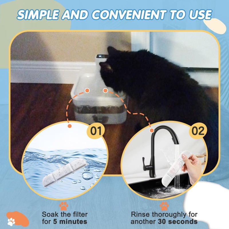 HAVANSIDY 16 Packs Replacement Filters Compatible with Downy Paws Cat Water Fountain - Triple Filtration Filters for DownyPaws 84oz/2.5L Wireless Pet Fountain DPWFP6 (16 Filters & 16 Sponges) - Image 5