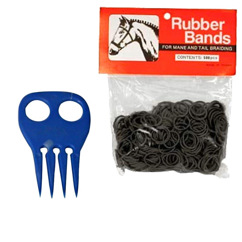 PARTRADE Horse Mane Braiding and Banding Bundle - Mane/Tail Rubber Bands, Braid Aid Braiding Comb (Black) - Image 5