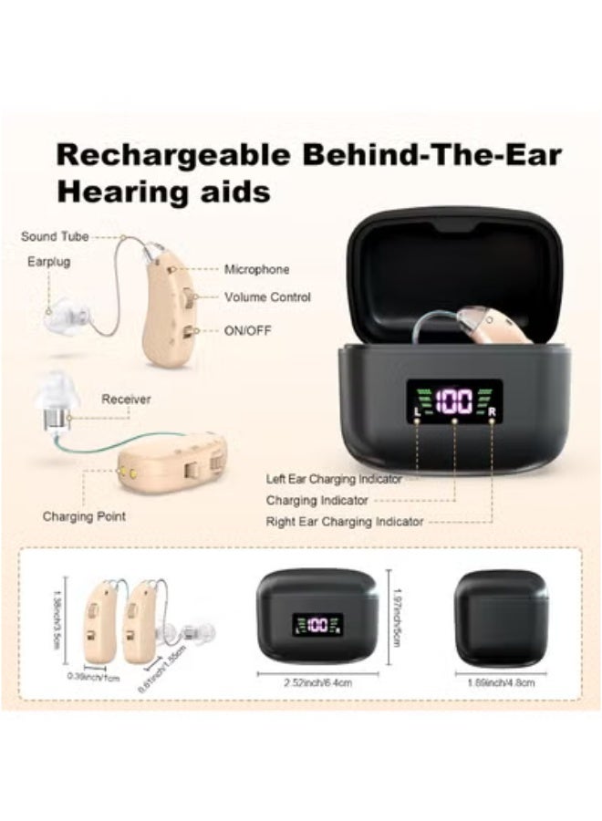 ج الروح أجهزة سمع قابلة لإعادة الشحن لكبار السن، مزودة بخاصية إلغاء الضوضاء، ومكبر صوت رقمي غير مرئي مع علبة شحن - Image 3