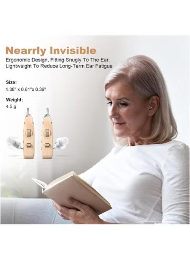 ج الروح أجهزة سمع قابلة لإعادة الشحن لكبار السن، مزودة بخاصية إلغاء الضوضاء، ومكبر صوت رقمي غير مرئي مع علبة شحن - Image 5