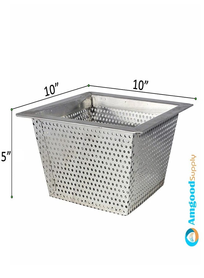 AmGood Floor Drain Strainer (Stainless Steel, 10" x 10" x 5") AmGood Stainless Steel Floor Drain Strainer. 10 in. x 10 in. x 5 in. | Commercial Laundry, Restaurants, Commercial Kitchens - Image 2