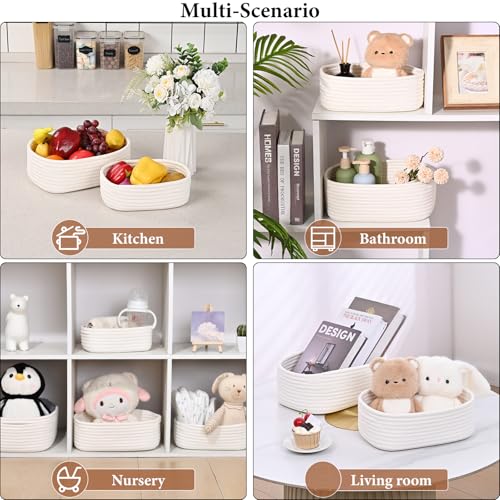 Degeyoyo Storage Baskets for Organizing, Small Woven Basket Set of 4 - Cotton Rope Baskets for Shelves, Organizer Baskets are Ideal for Nursery, Bedroom, as Gift Basket Empty for Baby Shower, Festival - Image 5