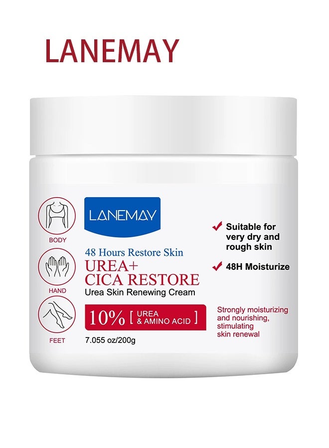 LANEMAY Cream, Urea Cica Repair+ Renewing Cream, Body Moisturiser for Dry, Rough, Bumpy Skin, with 10% Urea and Niacinamide, Hypoallergenic Fragrance, 200g - Image 1