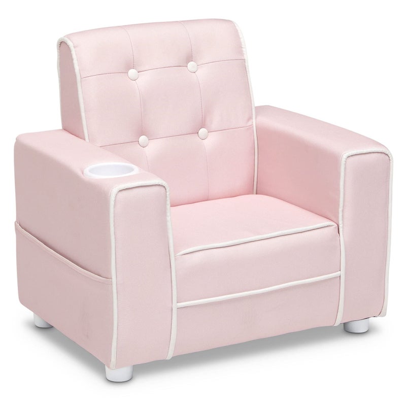 Delta Children Chelsea Kids Upholstered Chair with Cup Holder Pink