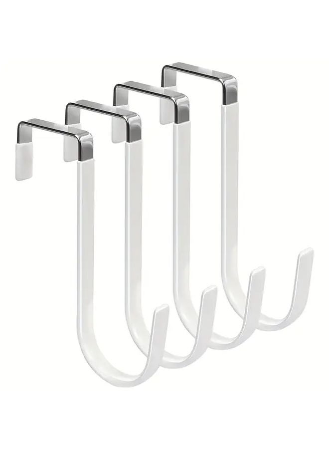 Black Over The Door Hanger 4pcs Metal Hooks For Towels Coats Clothes Hats Bags - Image 2