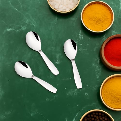 GS KITCHENWARE GS Stainless Steel Mini Spoon for Tea, Coffee, Sugar & Spices/Mini Spoon for All Tea Coffee Sugar & Spices Set of 6 (Silver Finish) Lenth-8.5 cm - Image 2