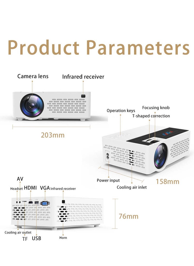 EqiEch - Portable Projector 5000 Lumen 1080P Full HD Supported Compatible With Bluetooth WiFi TV Stick Smartphone HDMI USB AV - Image 1