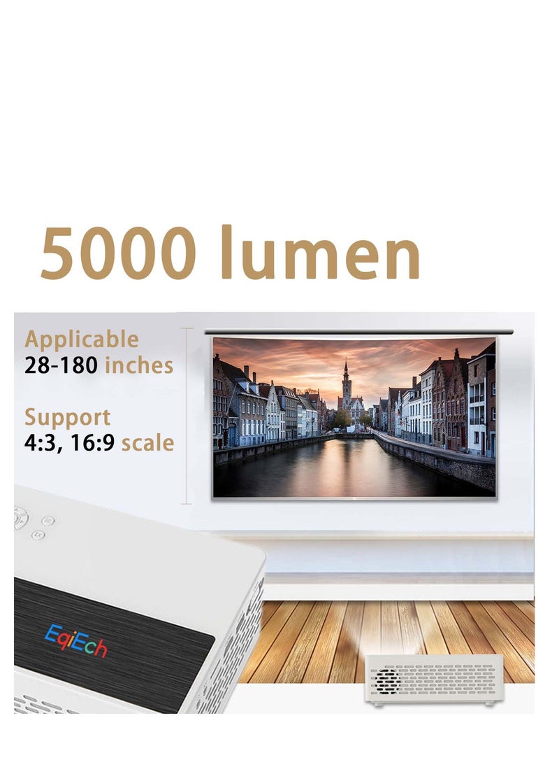 EqiEch - Portable Projector 5000 Lumen 1080P Full HD Supported Compatible With Bluetooth WiFi TV Stick Smartphone HDMI USB AV - Image 1