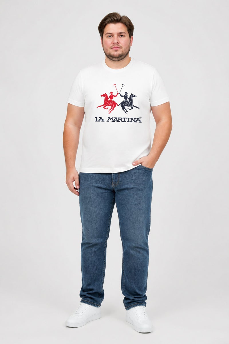 La Martina Men Crew Neck Short Sleeve Graphic Print T-Shirt, White - Image 2