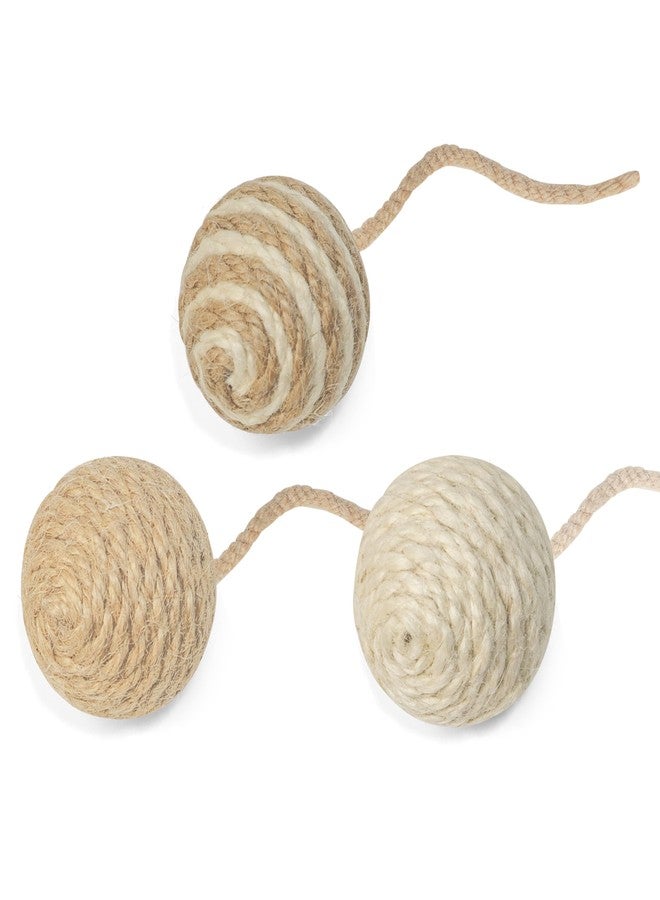Dojomadf Cat Toy Ball with Sisal Rope Wrapping - 3 Pack Sisal Cat Toy Ball with Rope & Quiet Bell, 1.77" Natural Interactive Cat Scratching Ball for Indoor Cats (Beige, Yellow, Striped) - Image 1