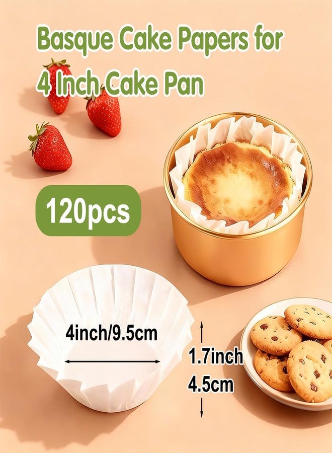 YQL 120PCS 4 Inch Disposable Basque Cake Paper Liners, Non-Stick Parchment Wrappers for Cheesecake, Muffin, Cupcake, Baking Paper Cups for Oven, Air Fryer, Microwave, White - Image 2