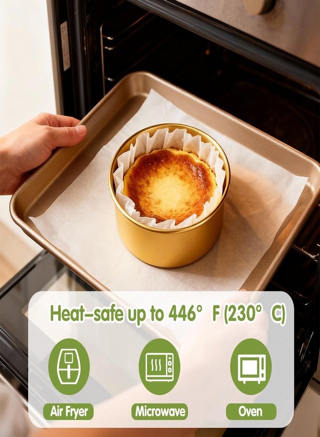 YQL 120PCS 4 Inch Disposable Basque Cake Paper Liners, Non-Stick Parchment Wrappers for Cheesecake, Muffin, Cupcake, Baking Paper Cups for Oven, Air Fryer, Microwave, White - Image 4