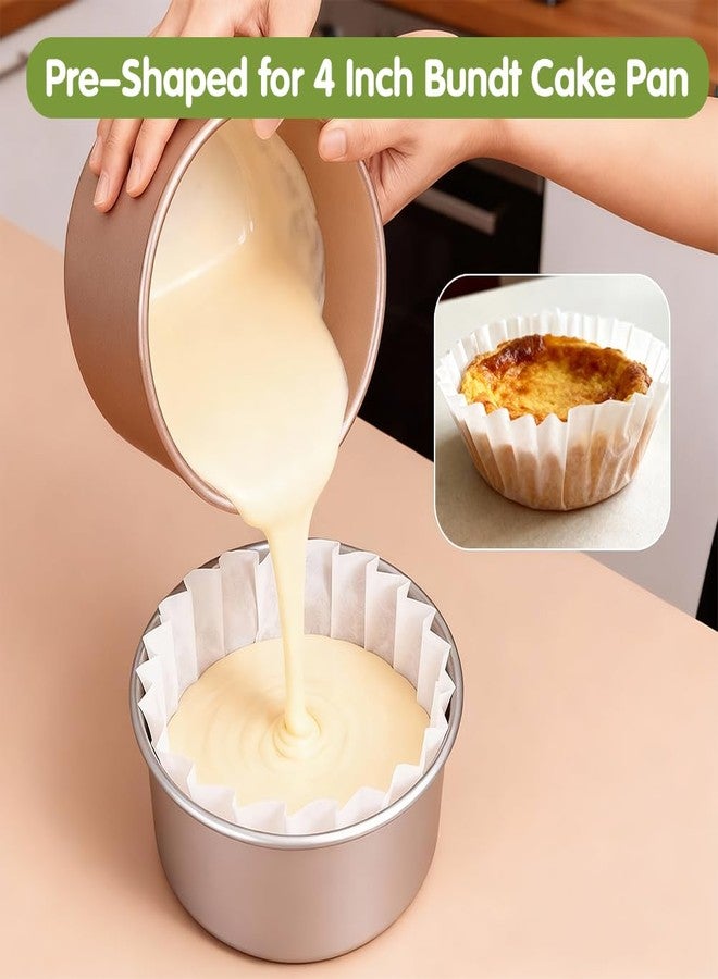 YQL 120PCS 4 Inch Disposable Basque Cake Paper Liners, Non-Stick Parchment Wrappers for Cheesecake, Muffin, Cupcake, Baking Paper Cups for Oven, Air Fryer, Microwave, White - Image 3