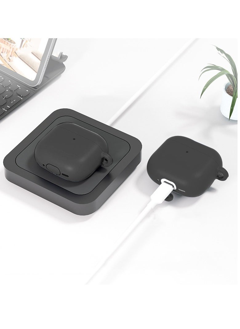 Soft Silicone Protective Case Cover for AirPods 4 with Cleaner Kit and Keychain