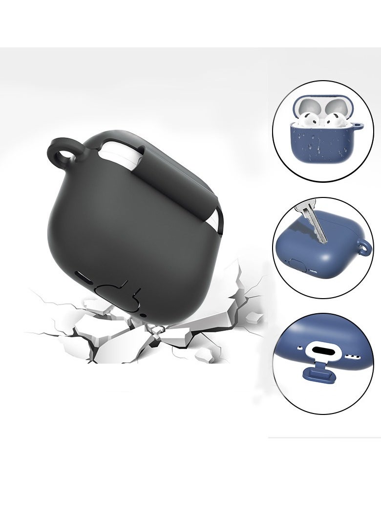 Soft Silicone Protective Case Cover for AirPods 4 with Cleaner Kit and Keychain