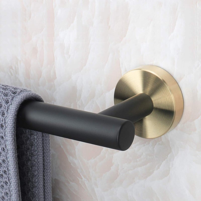 LUXIUR Towel Rod for Bathroom, 304 Grade Stainless Steel Towel Hanger for Wash Basin, Napkin Holder for Kitchen, Towel Bar, 24 Inch, Black Gold - Image 2