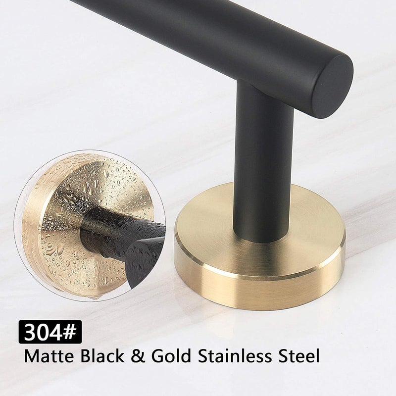 LUXIUR Towel Rod for Bathroom, 304 Grade Stainless Steel Towel Hanger for Wash Basin, Napkin Holder for Kitchen, Towel Bar, 24 Inch, Black Gold - Image 4
