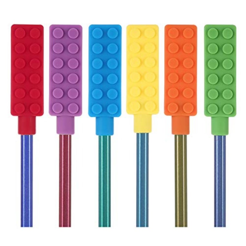 Chewable Pencil Chew Topper Chewy Sensory Fidget Toppers for,Oral Motor Special Needs, Pack of 6 - Image 1