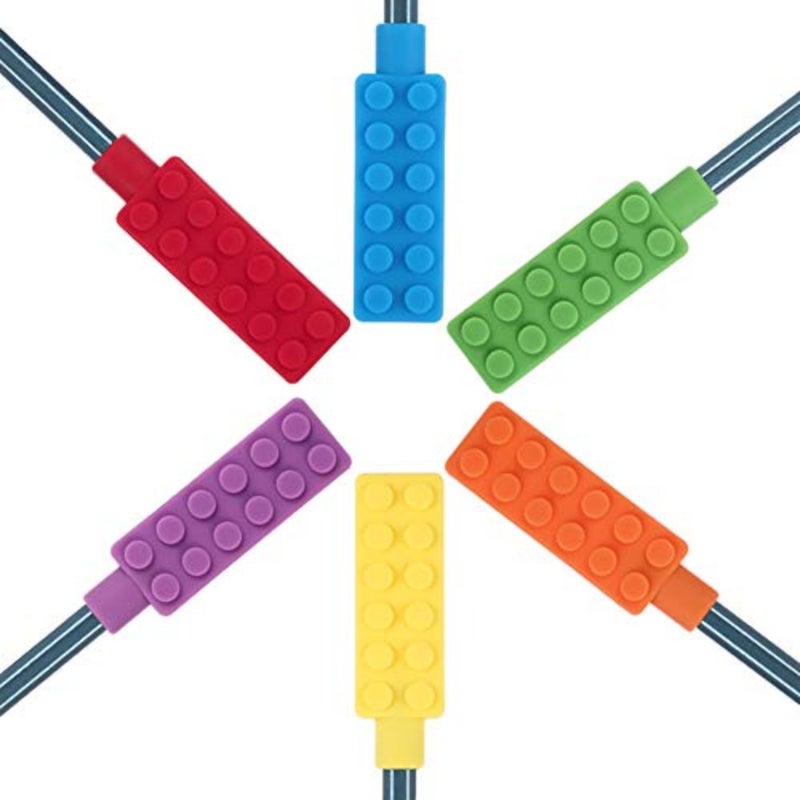 Chewable Pencil Chew Topper Chewy Sensory Fidget Toppers for,Oral Motor Special Needs, Pack of 6 - Image 2